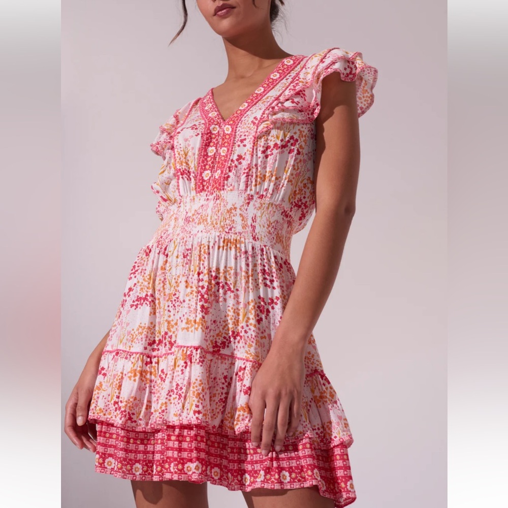 POUPETTE ST BARTH - MINI DRESS CAMILA - WHITE PINK TULIPE